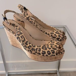 Stuart Weitzman Corkswoon Leopard Wedge Size 8